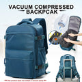 Vacuum compression backpack with air pump